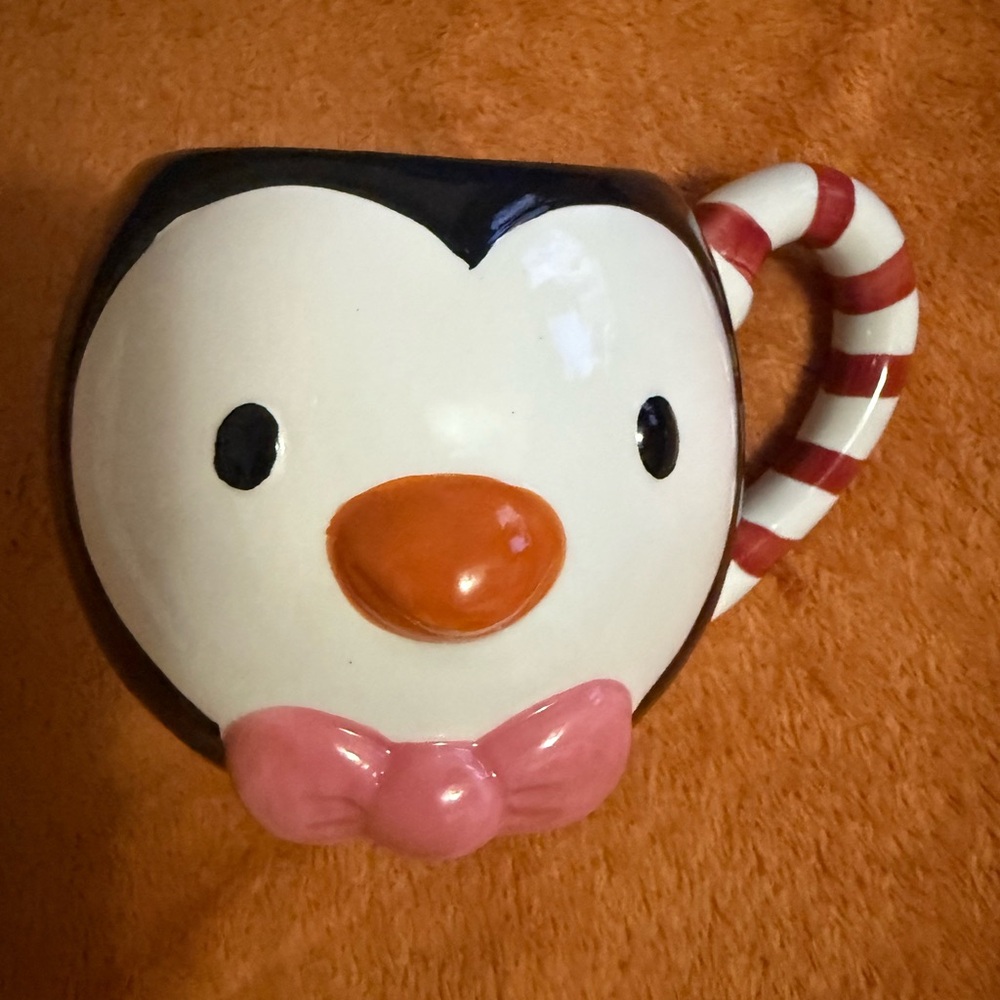 Penguin Shaped Mug with Candy Cane Handle